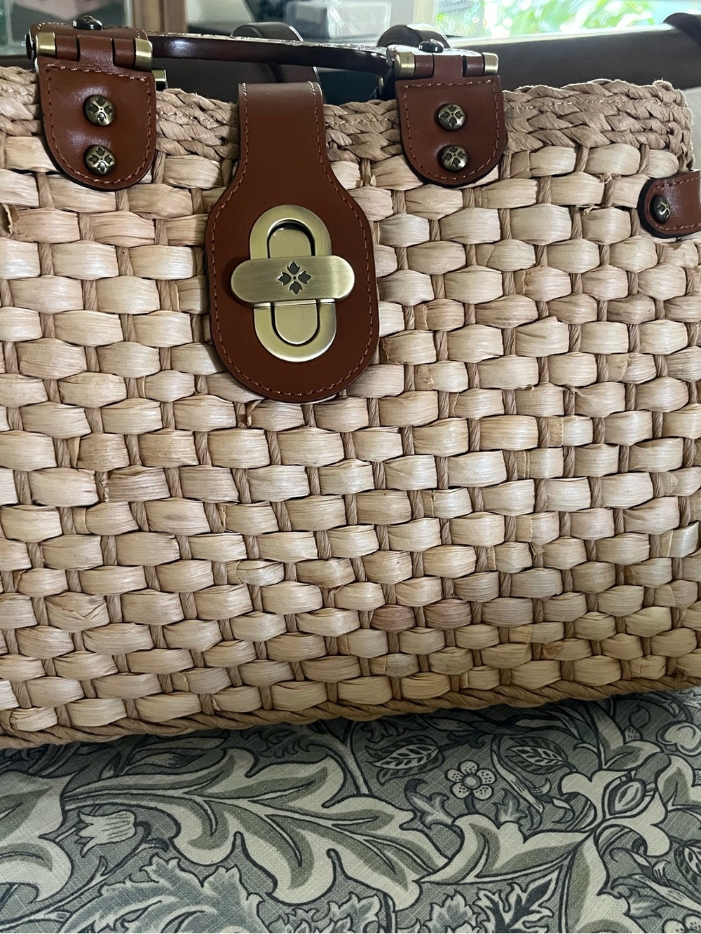 Patricia Nash Tan Leather-Trimmed Woven Tote “Sancia” - Picture 7 of 8